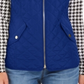 Charter Club Women's Zip Front Quilted Cotton Vest Blue Size Petite Small