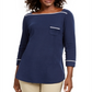 Karen Scott Women's Piping Trim T-Shirt Blue Size Petite XL