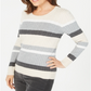 Karen Scott Women's Cotton Striped Cable Knit Sweater Brown Multi  Size Petite S
