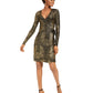 INC International Concepts Women's Patterned Long Sleeve V Neck Above The Knee Body Con Evening Dress Yellow Size Large