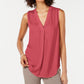 Alfani Women's Satin V Neck Tank Top Red Size Large