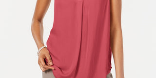 Alfani Women's Satin V Neck Tank Top Red Size Large