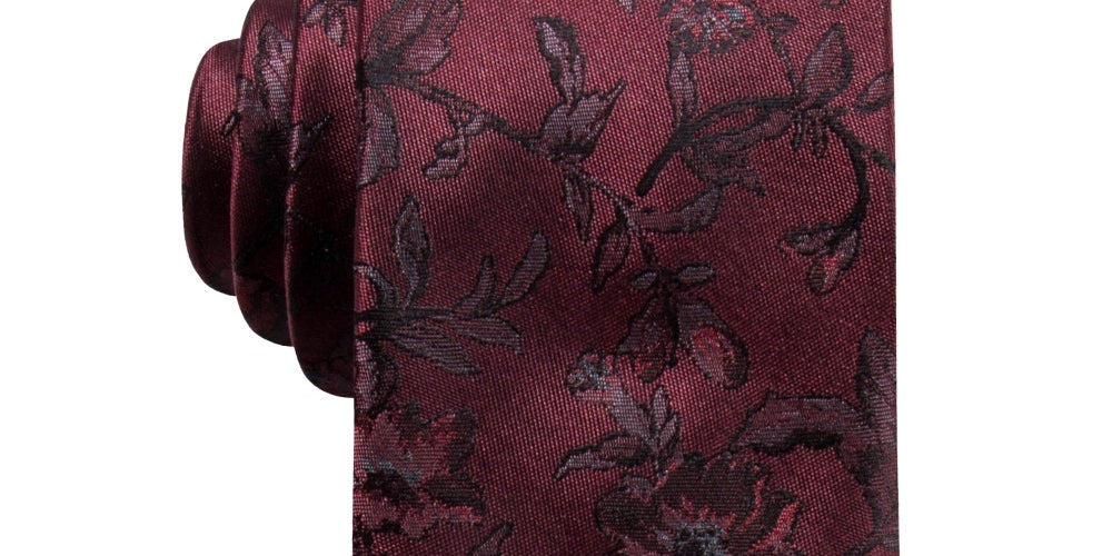 Ryan Seacrest Distinction Men's Glendo Silk Floral Neck Tie Red Size Regular