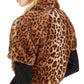 Vince Camuto Women's Faux Fur Leopard Shrug Brown Size Medium
