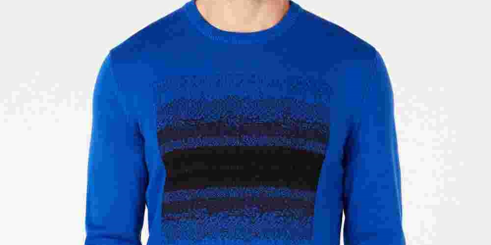 Alfani Men's Ombre Chenille Knit Sweater Navy Size X-Large