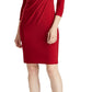 Ralph Lauren Women's Red Long Sleeve V Neck Above The Knee Sheath Cocktail Dress Red Size 2 Petite
