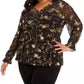 Style & Co Women's Plus Floral Print Ruffled Top Black Size 0X