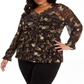 Style & Co Women's Plus Floral Print Ruffled Top Black Size 0X