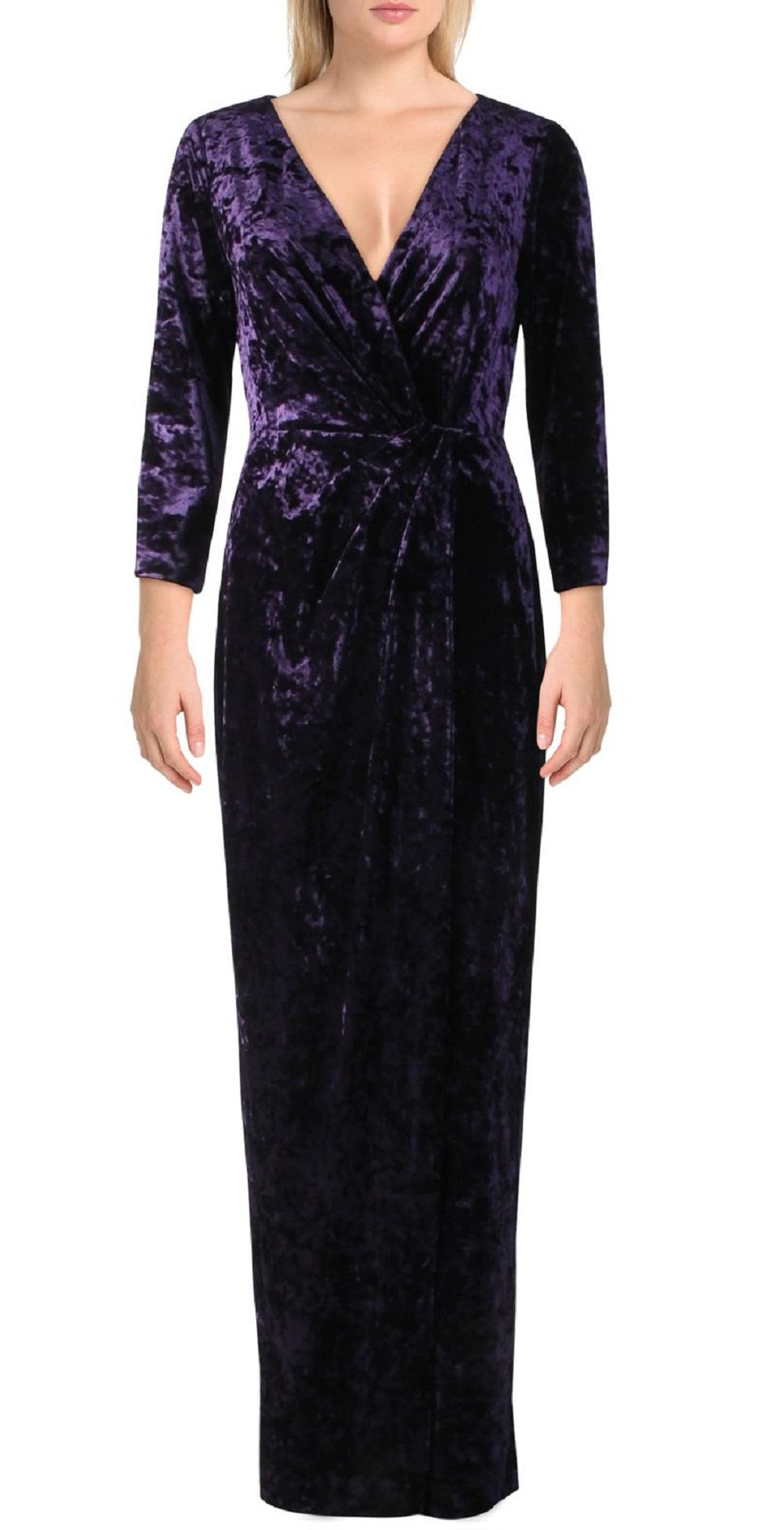 ralph-lauren-womens-annaliah-velvet-faux-wrap-evening-dress-purple-size-8