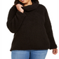 Style & Co Women's Cowl Neck Sherpa Sweater Black Size 0X