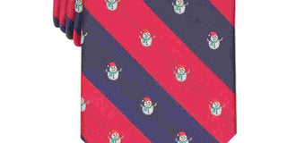 Club Room Men's Red Graphic Snowman Stripe Slim Neck Tie Red Size Regular