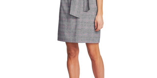 CeCe Women's Plaid Tie Front Sheath Dress Pink Red Size 14