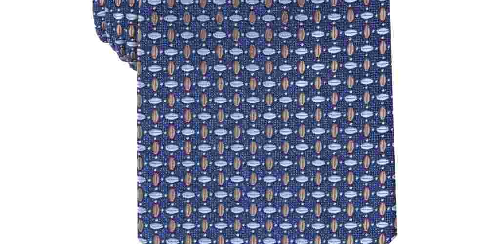 Perry Ellis Men's Blue Geometric Slim Neck Tie Beige Size Regular