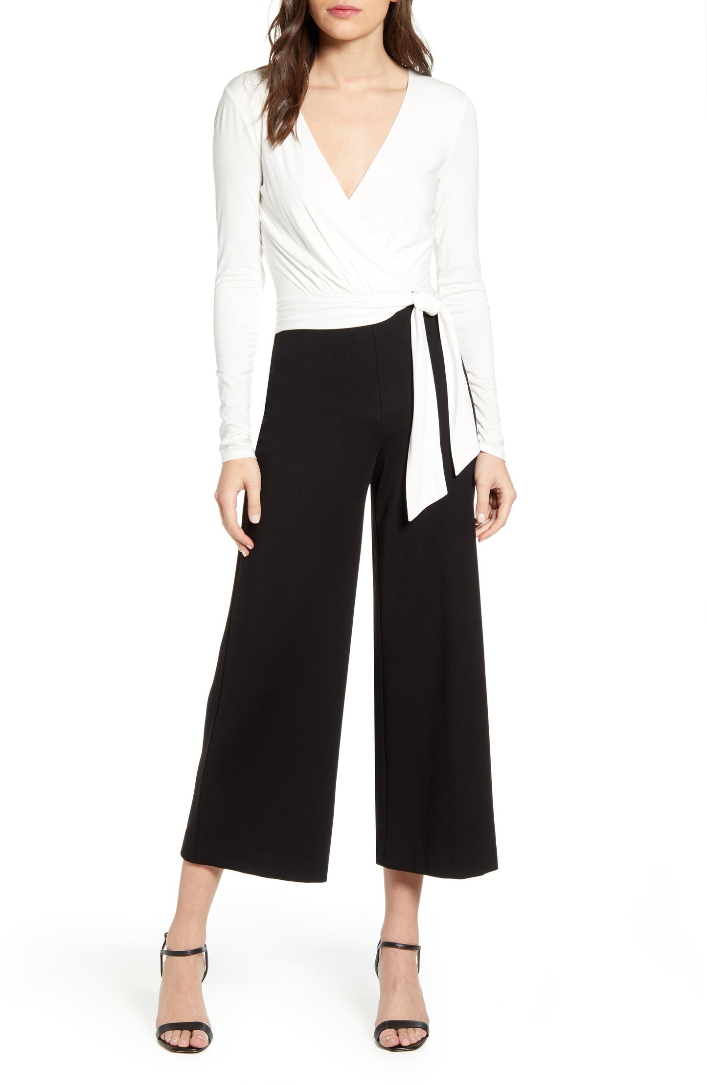 Bailey Women's 44 Bethany Wrap Jumpsuit Beige White Size Small