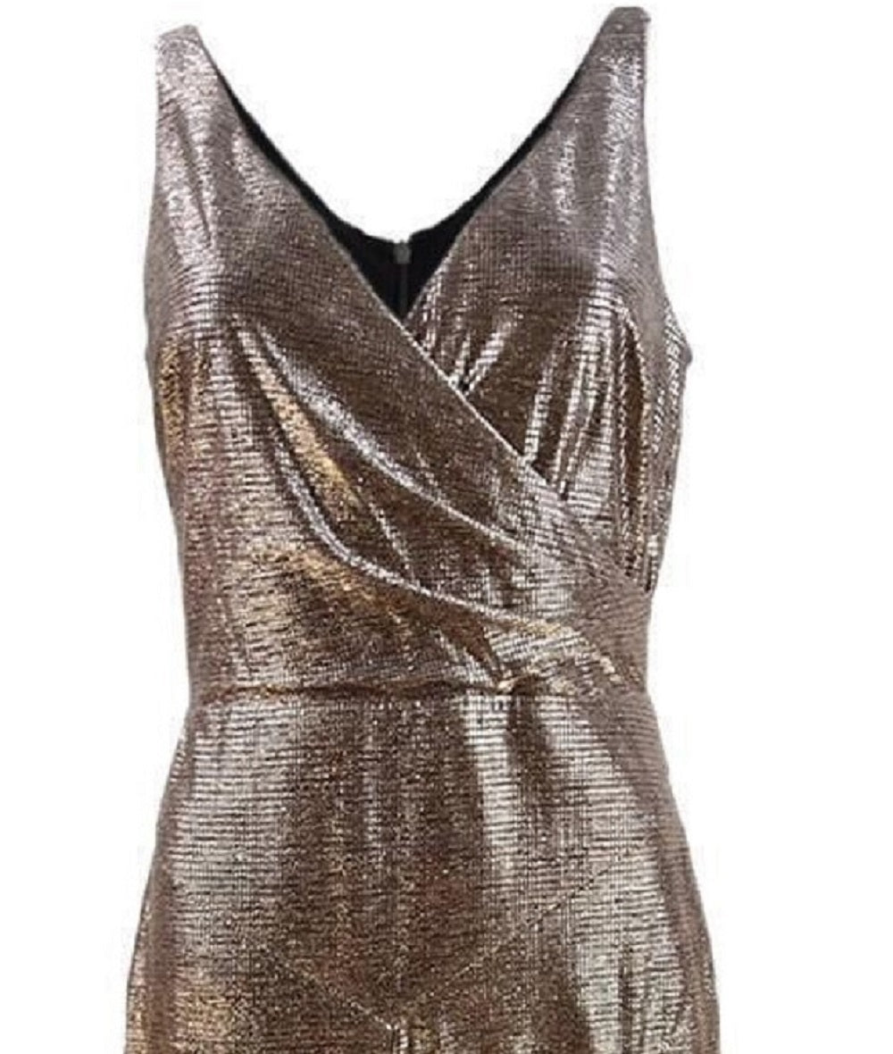 Ralph Lauren Women's Metallic Sleeveless Gown Black Size 14