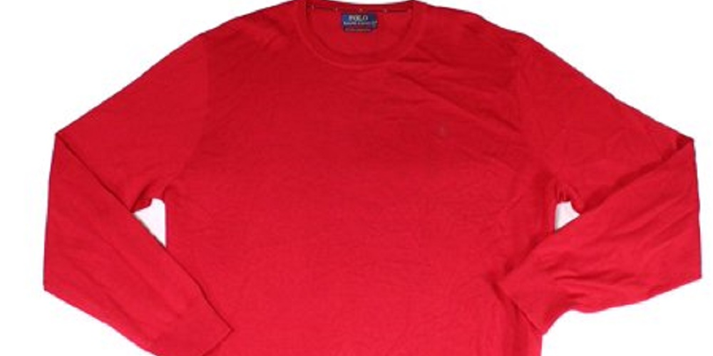 Ralph Lauren Men's Sweater Small Crewneck Wool Solid Red Size Small