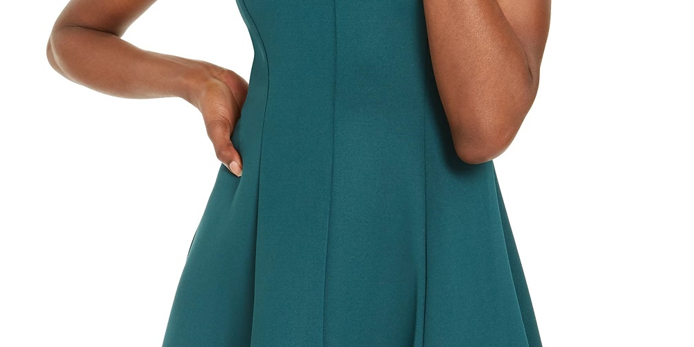 Donna Ricco Women’S Scuba Fit & Flare Dress Green Size 12