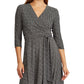 Ralph Lauren Women's 3/4 Sleeve MIDI Faux Wrap Dress Black Size 18