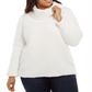 Style & Co Women's Plus Cowlneck Faux Sherpa Sweater White Size 0X
