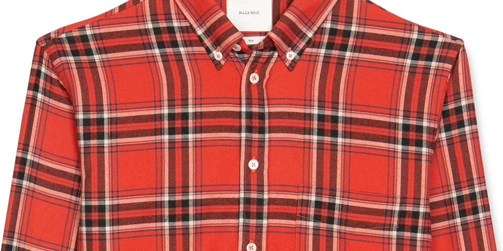Billy Reid Men's Kirby Slim Fit Button-Down Sport Shirt Red Beige Size XX-Large