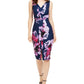 Trina Turk Women's Sheath Dress Floral Print Sleeveless Navy/Purple Size 16