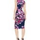 Trina Turk Women's Sheath Dress Floral Print Sleeveless Navy/Purple Size 16