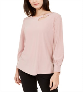 Alfani Women's Cut Out Blouse Pink Size Petite XL