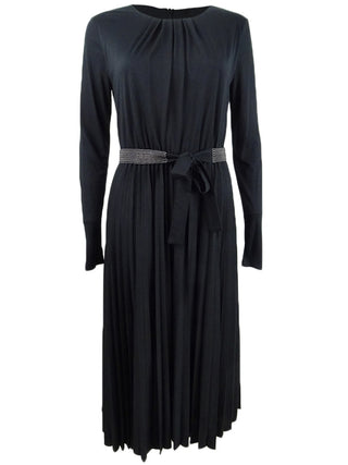 Marella Women Zufolo Pleated MIDI Dress Black Size M