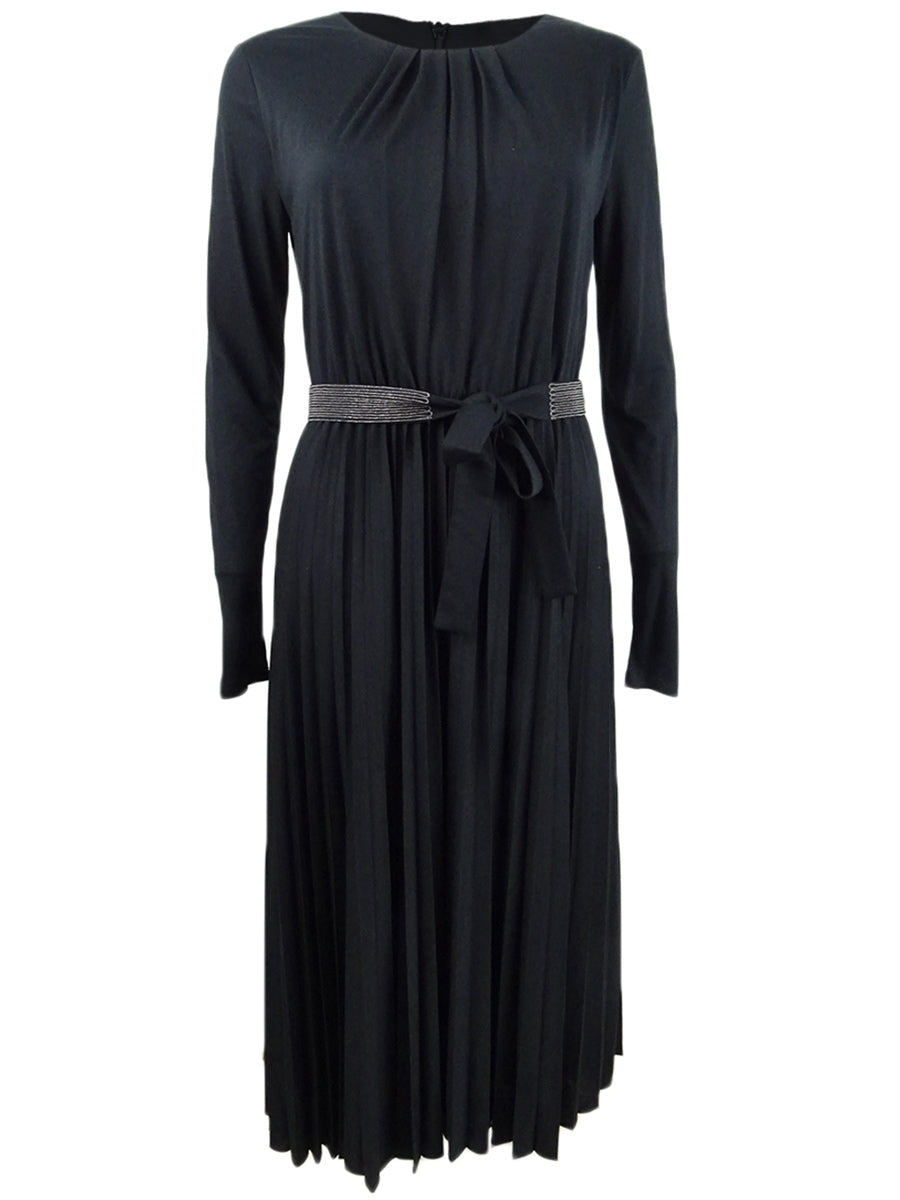 Marella Women Zufolo Pleated MIDI Dress Black Size M
