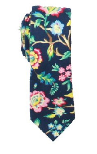 Bar III Men's Crown Floral Skinny Business Neck Tie Navy Size Regular