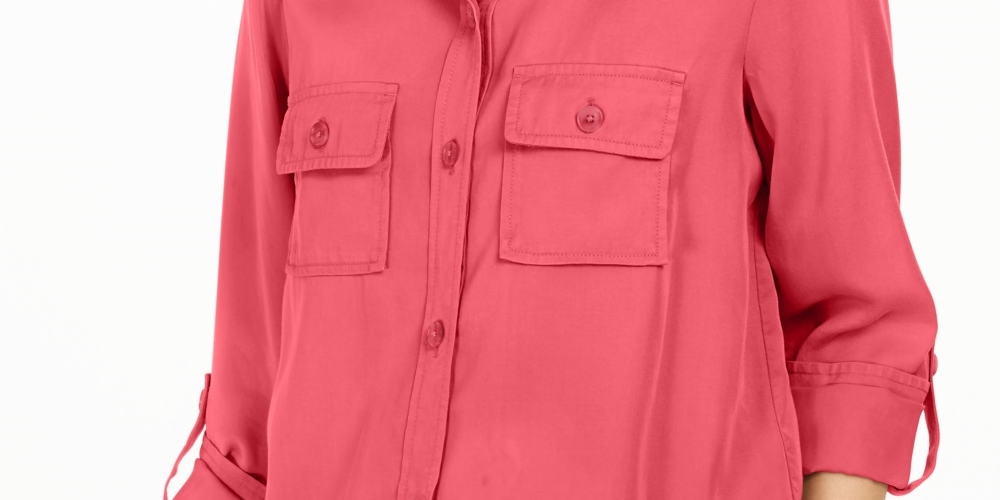 Charter Club Women's Utility Shirt Red Size Small