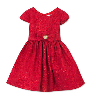 Rare Editions Baby Girl's Metallic Brocade Bow Dress Red Size 24MOS