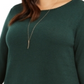 Style & Co Women's Plus Ruffled Trim Scoop Neck Sweater Green Size 0X
