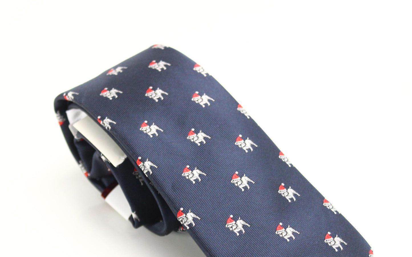 Bar III Men's Neck Tie Santa Pug Repeat Skinny Slim Navy Size Regular