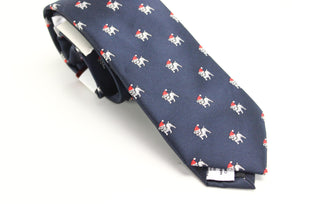 Bar III Men's Neck Tie Santa Pug Repeat Skinny Slim Navy Size Regular