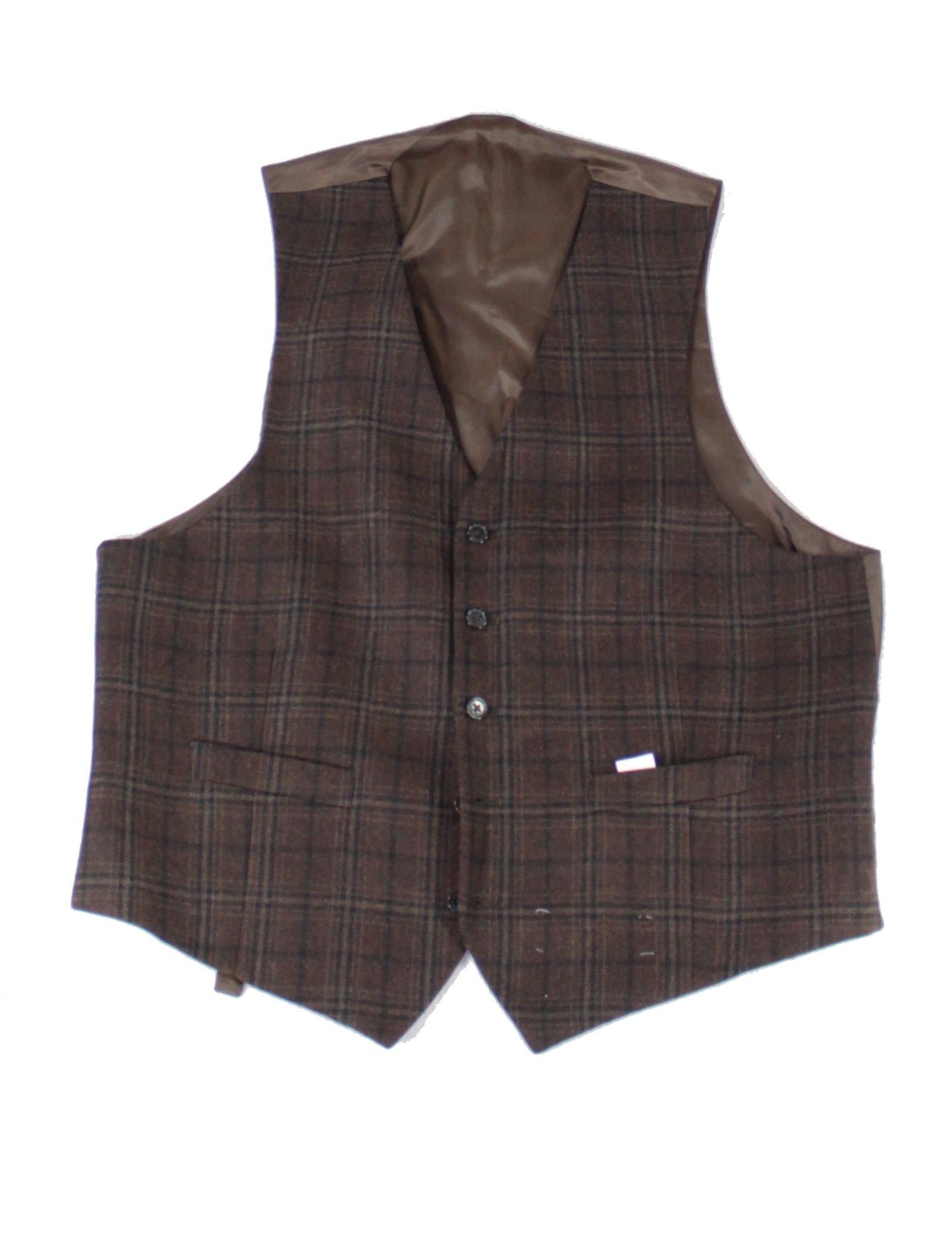 Ralph Lauren Men's Classic Fit Brown Plaid Vest Brown Size 46 REG