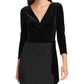 Ralph Lauren Women's Tie Velvet 3/4 Sleeve V Neck MIDI Evening Wrap Dress Black Size 12