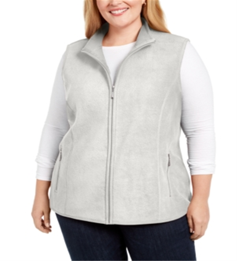 Karen Scott Women's Plus Zip Front Vest White Size 0X