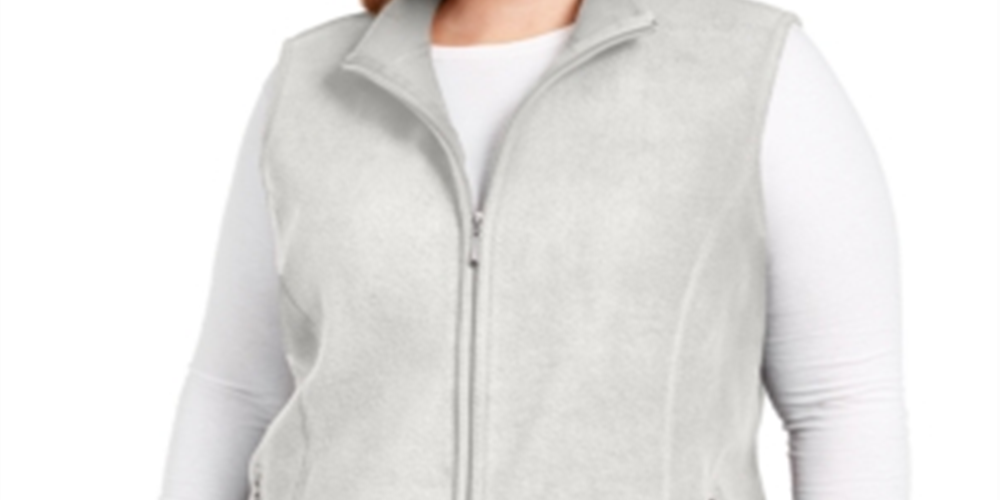 Karen Scott Women's Plus Zip Front Vest White Size 0X