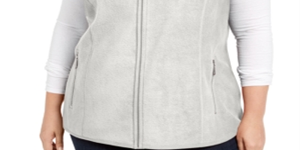 Karen Scott Women's Plus Zip Front Vest White Size 0X