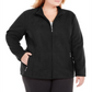 Karen Scott Women's Plus Zeroproof Fleece Athletic Jacket Black Size -0X