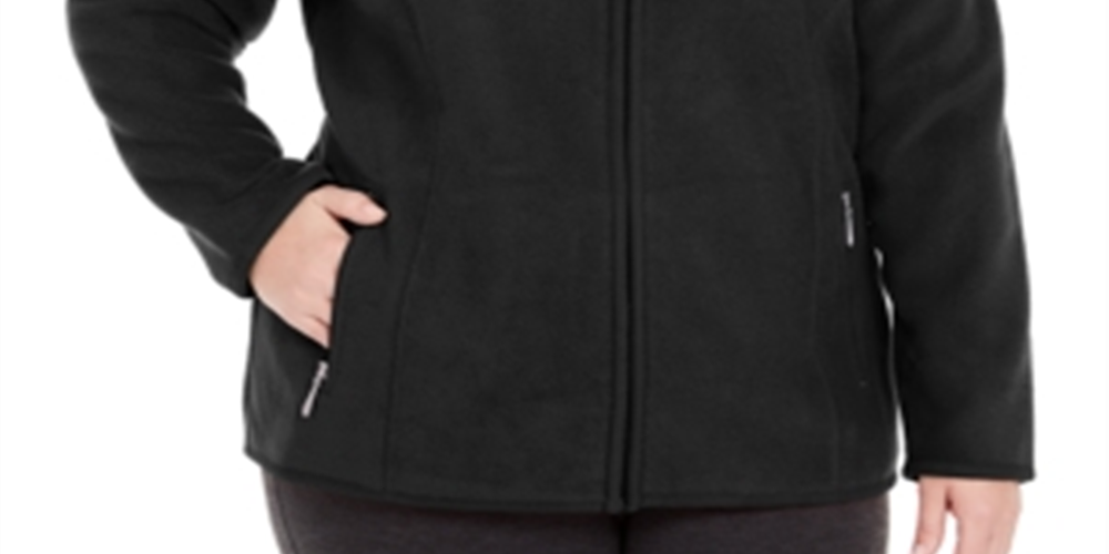 Karen Scott Women's Plus Zeroproof Fleece Athletic Jacket Black Size -0X