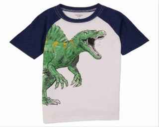 Carter's Boy's Dinosaur T Rex Slubbed Raglan Tee White Size 5