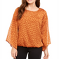 Alfani Women's Snakeskin Print Bubble Blouse Ginger Size Petite L