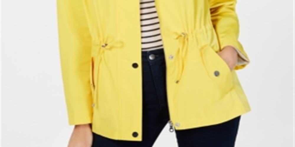 Charter Club Women's Anorak Rain Jacket Yellow Size Petite XL
