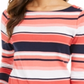 Charter Club Women's Pima Cotton Button Shoulder Stripe Top Coral Size L