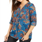 NY Collection Women's Paisley Blouse Blue Size Petite X-Large