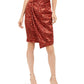 INC International Concepts Women's Draped Animal Print Skirt Orange Size 4
