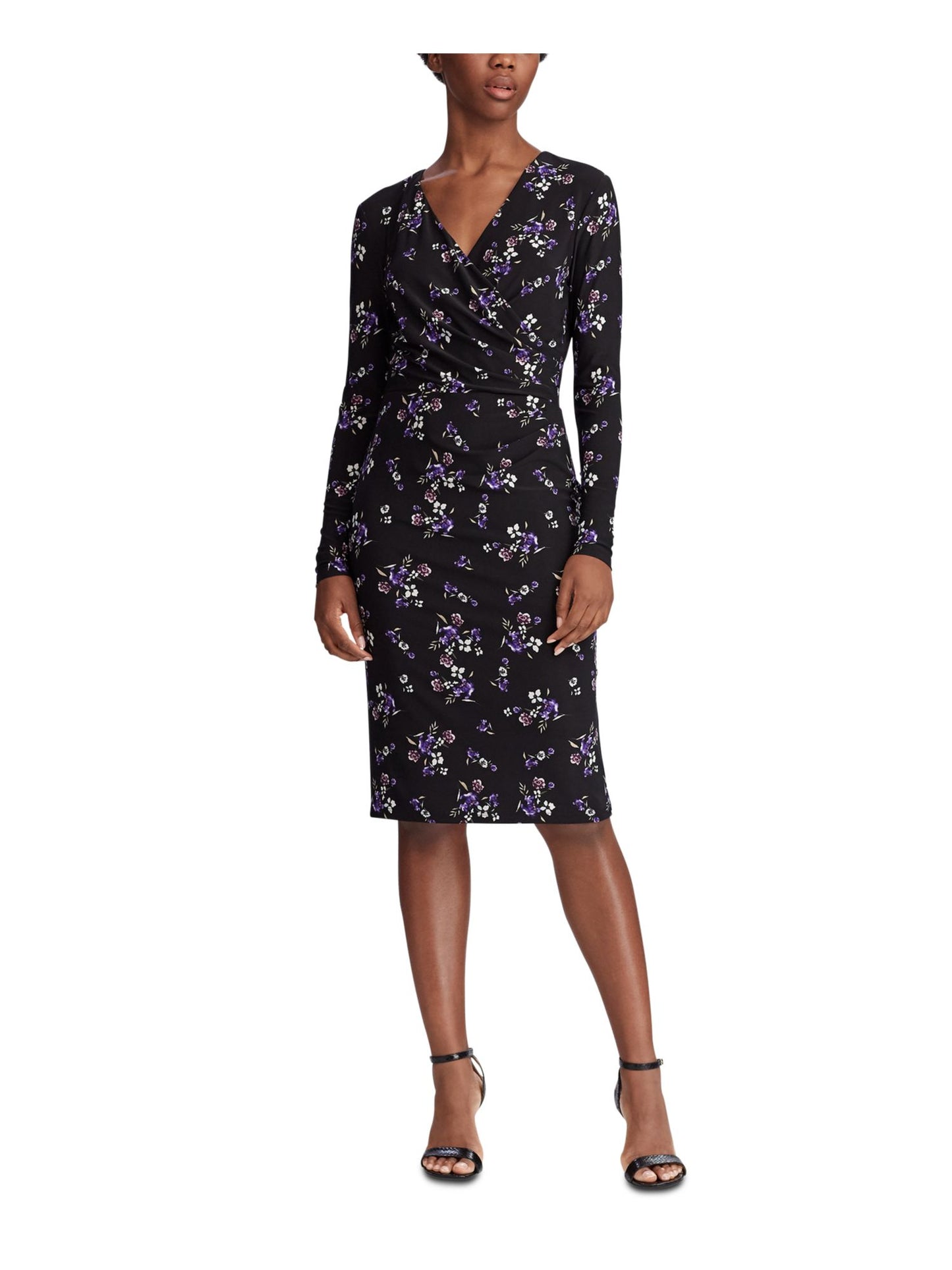 Ralph Lauren Women's Long Sleeve Knee Length Sheath Dress Black Size 12