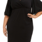 Connected Women's Plus Flutter Sleeve Sheath Dress Black Size 14W